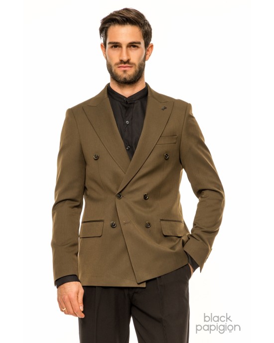 Σακάκι Black Papigion χακί ΣΑΚΑΚΙΑ