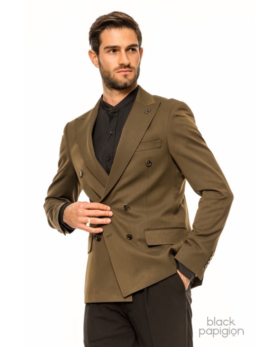 Σακάκι Black Papigion χακί ΣΑΚΑΚΙΑ