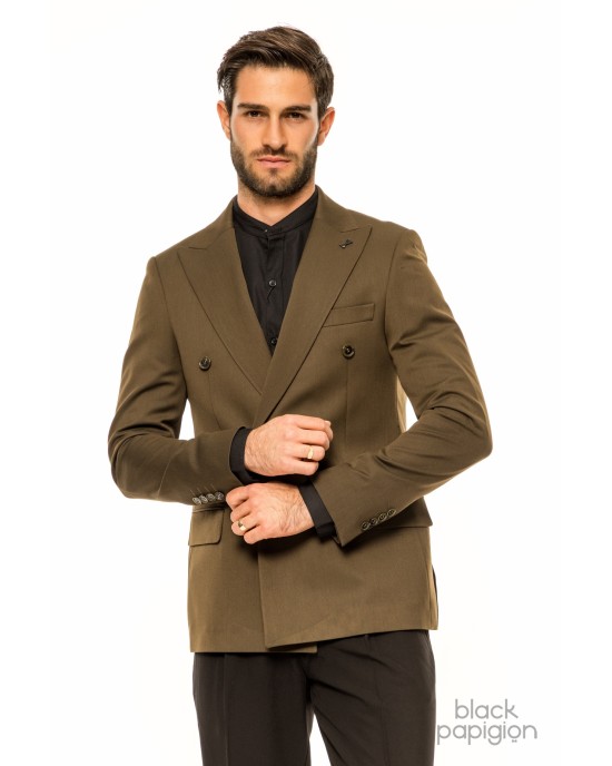 Σακάκι Black Papigion χακί ΣΑΚΑΚΙΑ