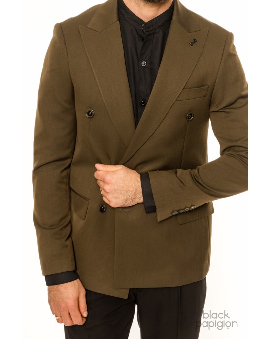 Σακάκι Black Papigion χακί ΣΑΚΑΚΙΑ