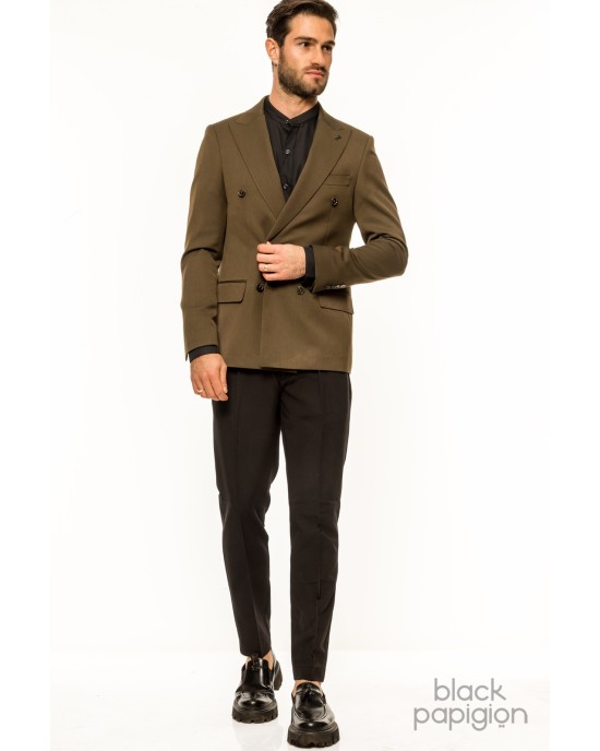 Σακάκι Black Papigion χακί ΣΑΚΑΚΙΑ