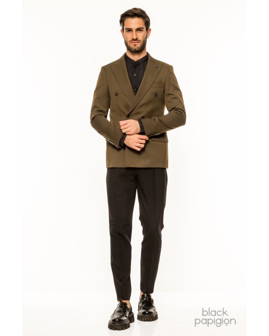 Σακάκι Black Papigion χακί ΣΑΚΑΚΙΑ