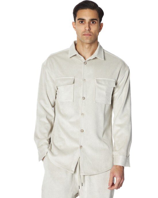Πουκάμισο Overshirt Henry εκρού SLIM FIT