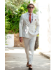 Κοστούμι Black Papigion μπεζ με καφέ ρίγα SLIM FIT