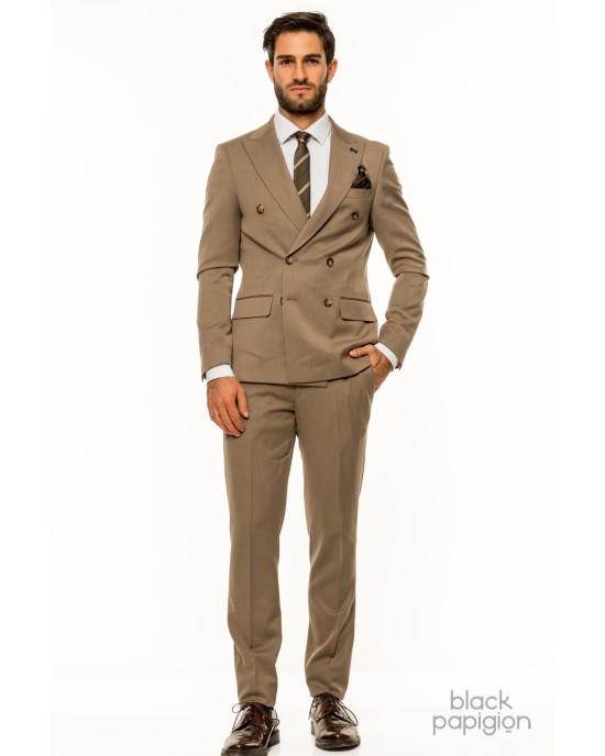 Κοστούμι Black Papigion μπεζ SLIM FIT