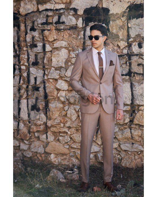 Κοστούμι Vittorio Varese μπεζ SLIM FIT Κοστούμι Vittorio Varese μπεζ SLIM FIT