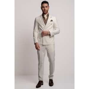 Κοστούμι Black Papigion Mandova μπεζ με ριγά