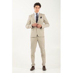 Κοστούμι Vittorio Starmen μπεζ με άσπρη ρίγα Κοστούμι Vittorio Starmen μπεζ με άσπρη ρίγα