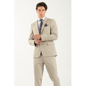 Κοστούμι Vittorio Starmen μπεζ με άσπρη ρίγα Κοστούμι Vittorio Starmen μπεζ με άσπρη ρίγα