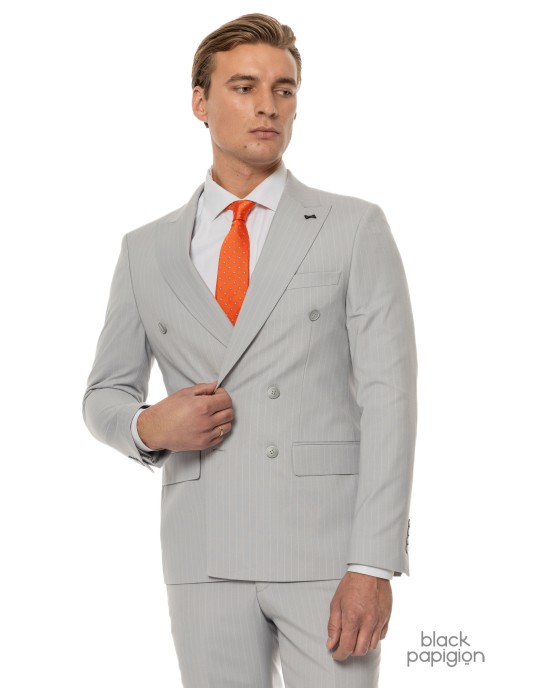 Κοστούμι Black Papigion γκρι SLIM FIT