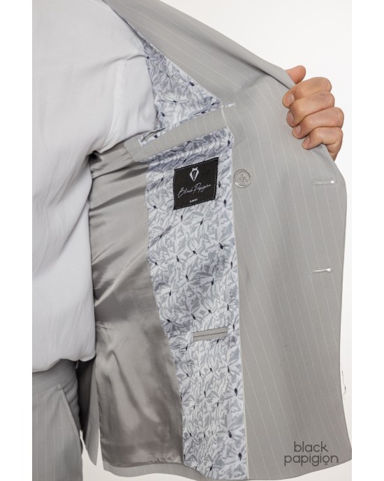 Κοστούμι Black Papigion γκρι SLIM FIT