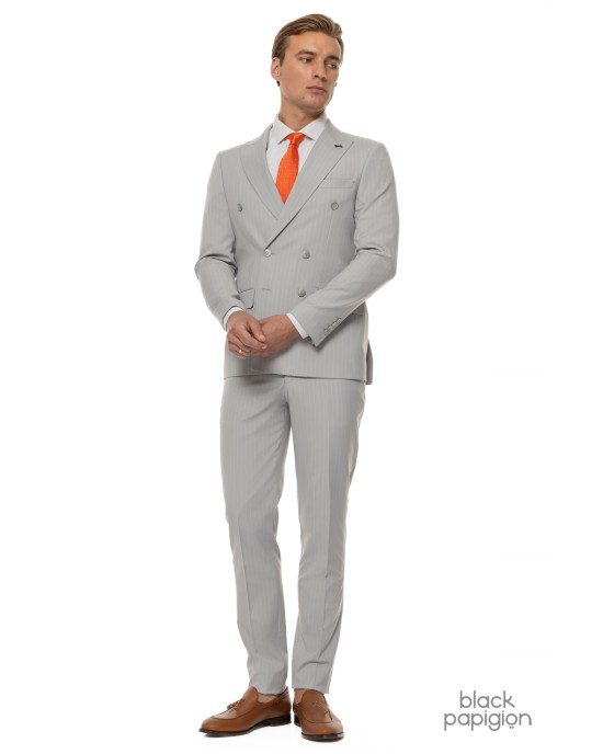 Κοστούμι Black Papigion γκρι SLIM FIT
