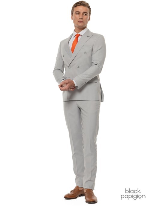 Κοστούμι Black Papigion γκρι SLIM FIT