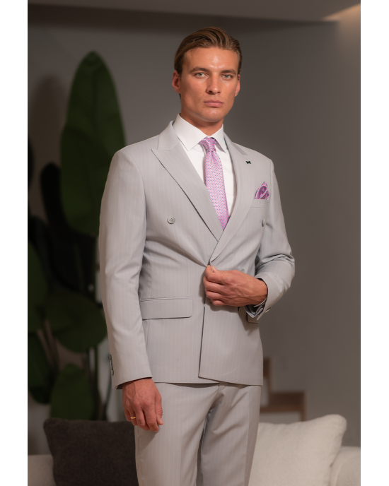 Κοστούμι Black Papigion γκρι SLIM FIT