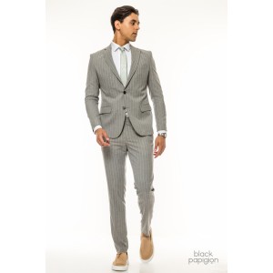 Κοστούμι Italian Job γκρι με άσπρη ρίγα Κοστούμι Italian Job γκρι με άσπρη ρίγα