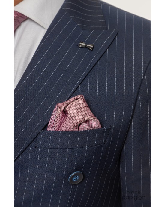 Κοστούμι Black Papigion μπλε με άσπρη ριγα SLIM FIT