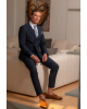 Κοστούμι Black Papigion μπλε με άσπρη ριγα SLIM FIT