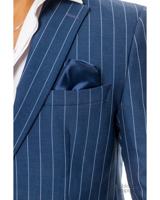 Κοστούμι Italian Job μπλε με άσπρη ρίγα SLIM FIT