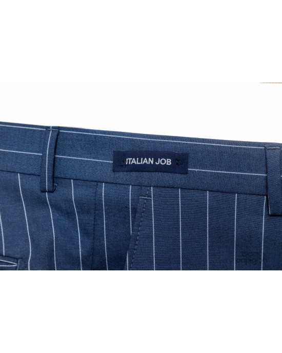Κοστούμι Italian Job μπλε με άσπρη ρίγα SLIM FIT