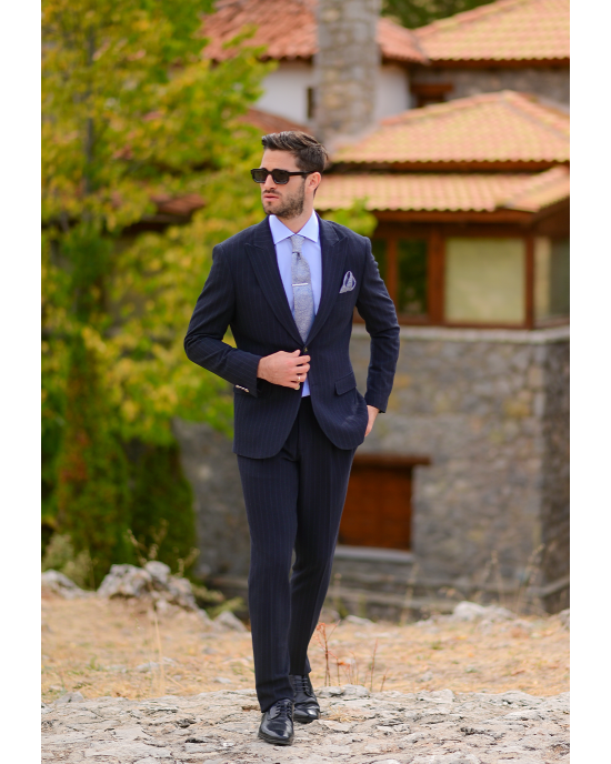 Κοστούμι 19V69 Italia Versace Abbigliamento Palermo μπλε SLIM FIT
