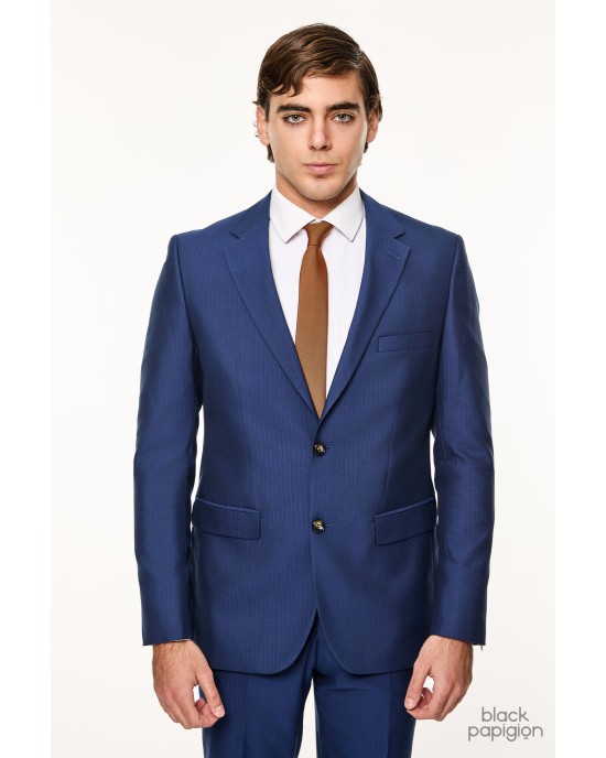 Κοστούμι Artisti Italiani μπλε με κιτρίνη ρίγα SLIM FIT