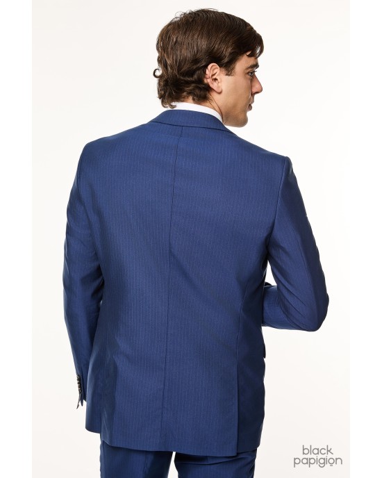 Κοστούμι Artisti Italiani μπλε με κιτρίνη ρίγα SLIM FIT