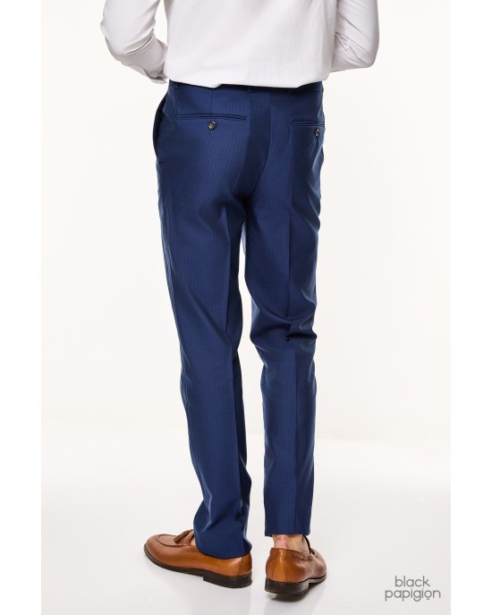 Κοστούμι Artisti Italiani μπλε με κιτρίνη ρίγα SLIM FIT