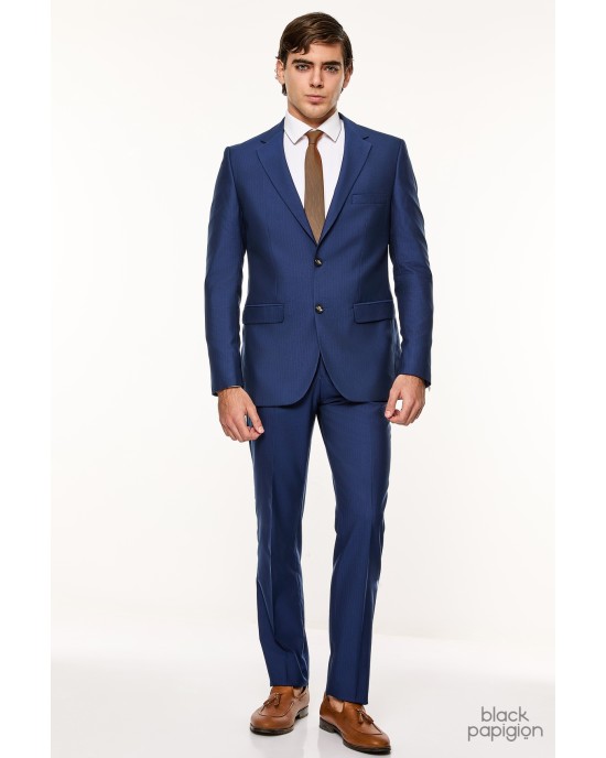Κοστούμι Artisti Italiani μπλε με κιτρίνη ρίγα SLIM FIT