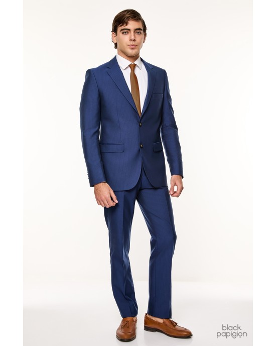 Κοστούμι Artisti Italiani μπλε με κιτρίνη ρίγα SLIM FIT