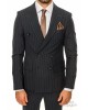 Κοστούμι Black Papigion μπλε με κίτρινη ριγα SLIM FIT
