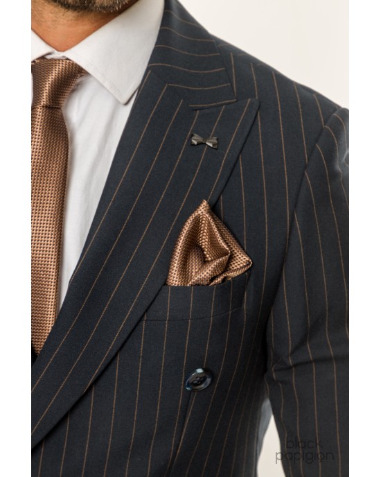 Κοστούμι Black Papigion μπλε με κίτρινη ριγα SLIM FIT