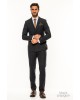 Κοστούμι Black Papigion μπλε με κίτρινη ριγα SLIM FIT