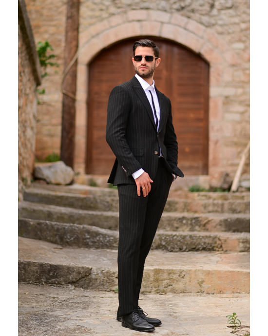 Κοστούμι 19V69 Italia Versace Abbigliamento Palermo μαύρο SLIM FIT