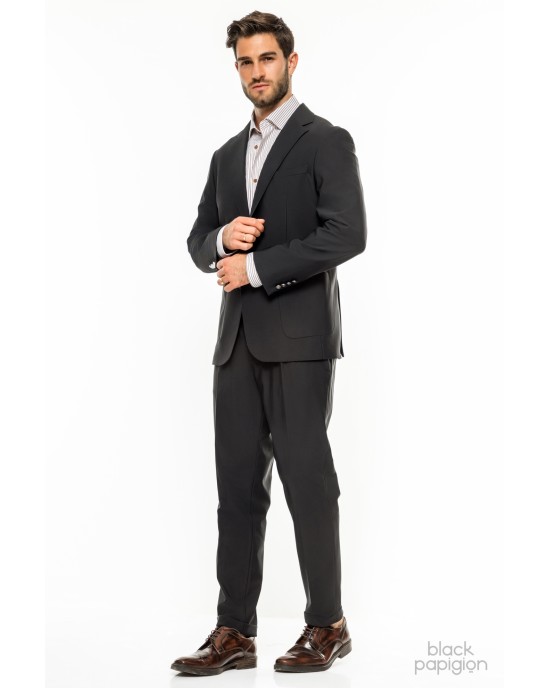 Κοστούμι 19V69 Italia Versace Abbigliamento Strech μαύρο SLIM FIT