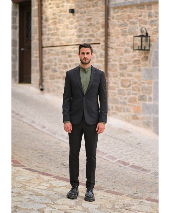 Κοστούμι Black Papigion μαύρο SLIM FIT
