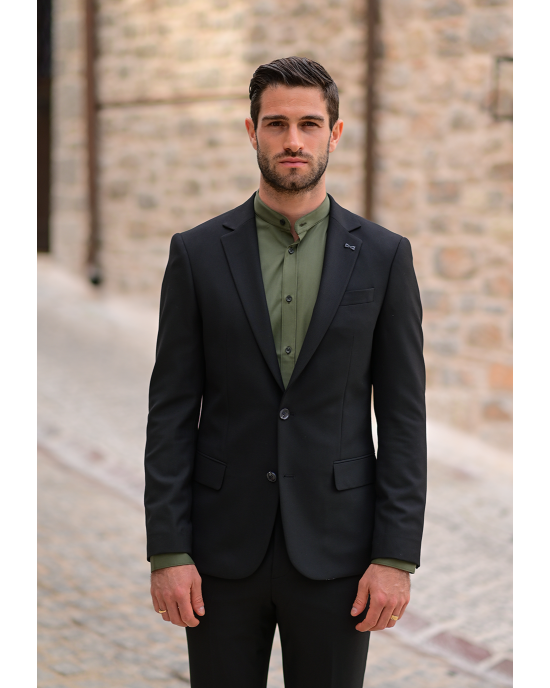 Κοστούμι Black Papigion μαύρο SLIM FIT