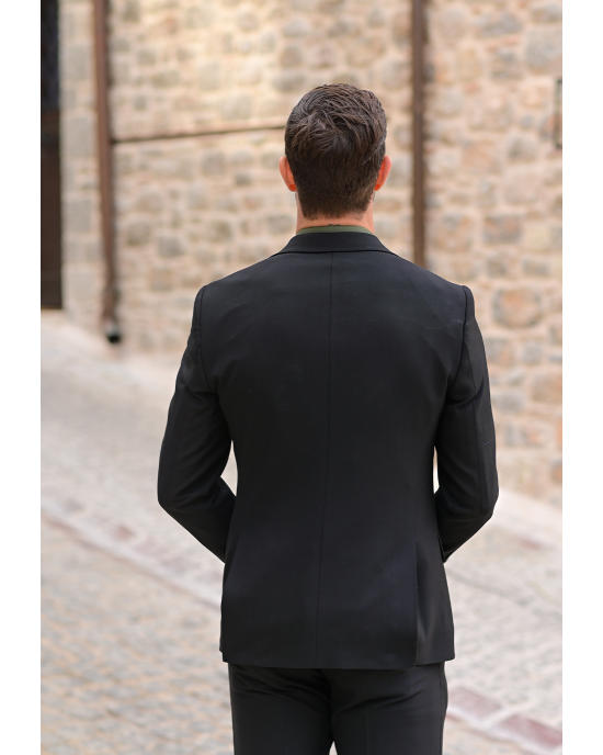 Κοστούμι Black Papigion μαύρο SLIM FIT