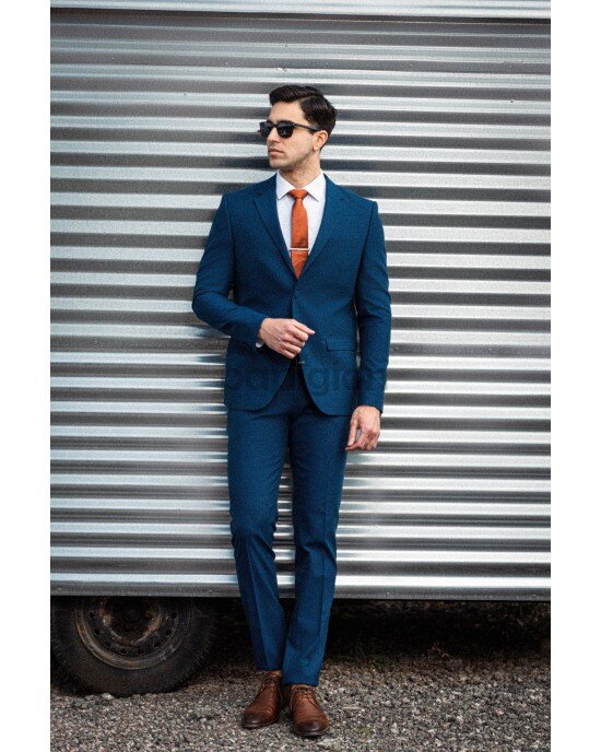 Κοστούμι Italian Job πετρόλ SLIM FIT