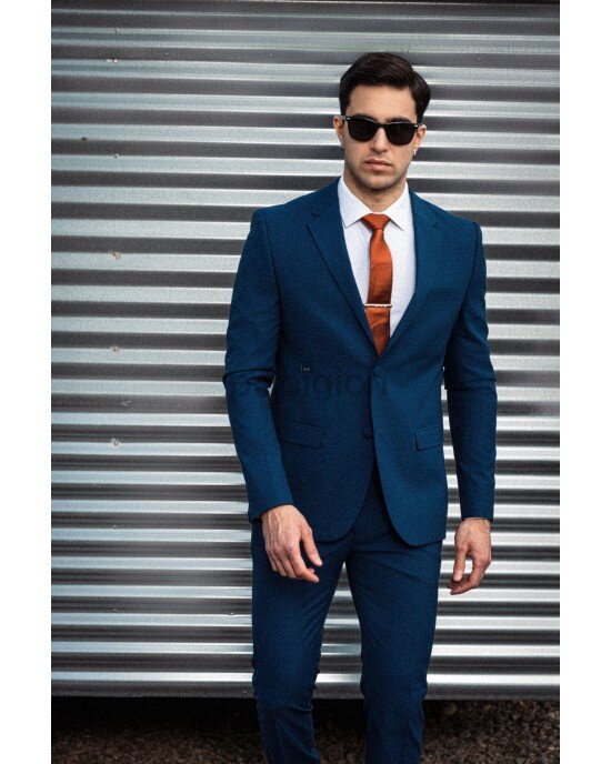 Κοστούμι Italian Job πετρόλ SLIM FIT