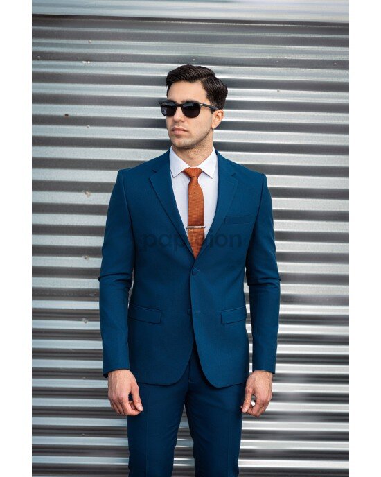 Κοστούμι Italian Job πετρόλ SLIM FIT