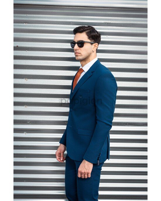 Κοστούμι Italian Job πετρόλ SLIM FIT