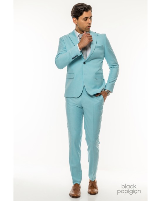 Κοστούμι Italian Job τιρκούαζ SLIM FIT