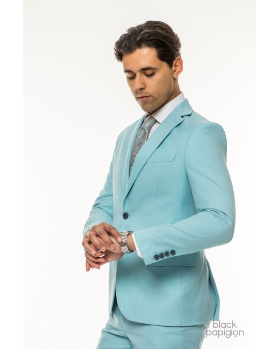 Κοστούμι Italian Job τιρκούαζ SLIM FIT