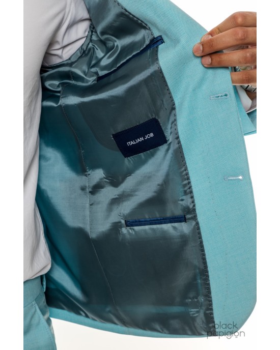 Κοστούμι Italian Job τιρκούαζ SLIM FIT