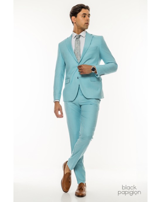 Κοστούμι Italian Job τιρκούαζ SLIM FIT