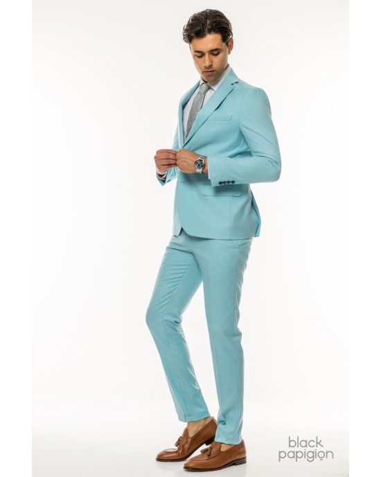 Κοστούμι Italian Job τιρκούαζ SLIM FIT