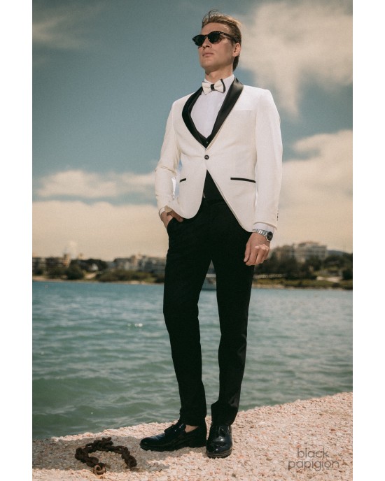 Κοστούμι 19V69 Italia Versace Abbigliamento Bruno Rolex άσπρο SLIM FIT