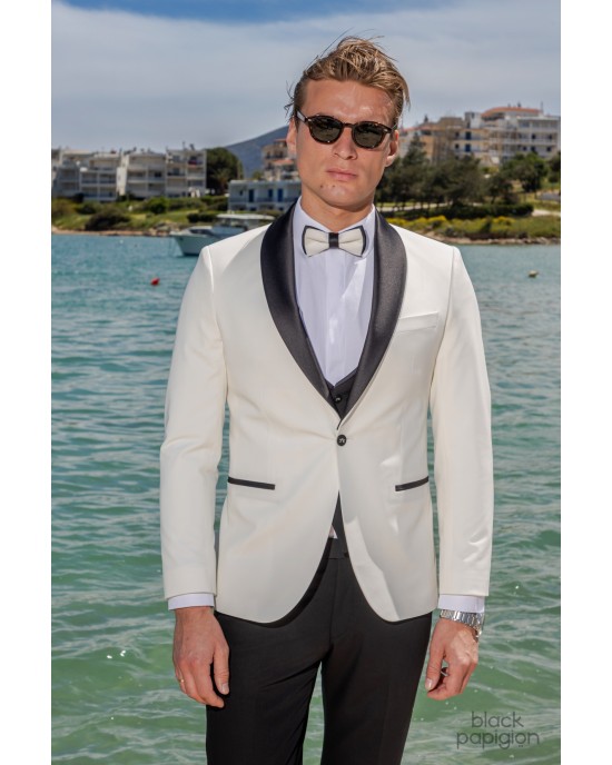 Κοστούμι 19V69 Italia Versace Abbigliamento Bruno Rolex άσπρο SLIM FIT