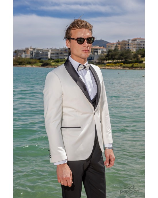 Κοστούμι 19V69 Italia Versace Abbigliamento Bruno Rolex άσπρο SLIM FIT