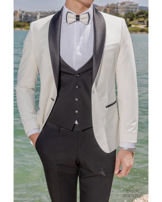 Κοστούμι 19V69 Italia Versace Abbigliamento Bruno Rolex άσπρο SLIM FIT